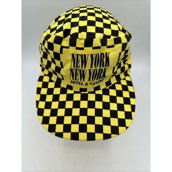Baseball Cap New York Casino Las Vegas Taxi Cab Snapback Vintage Checkered - Picture 2 of 13